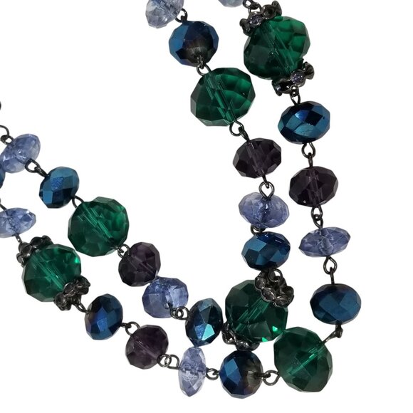 Crystal Necklaces x 2 Super Sparkly Iridescent Jewelry Blue, Green and Browns - Picture 9 of 15